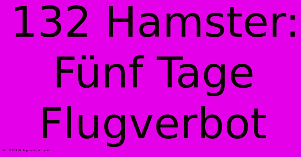 132 Hamster: Fünf Tage Flugverbot