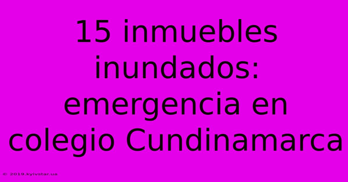 15 Inmuebles Inundados: Emergencia En Colegio Cundinamarca