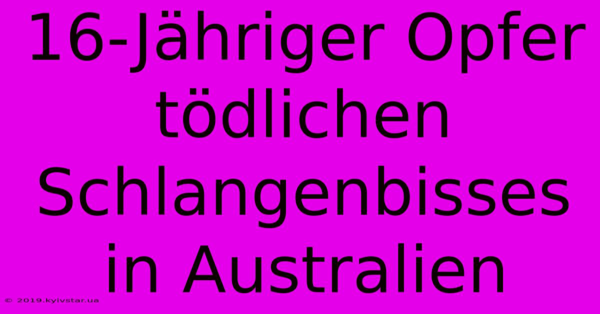 16-Jähriger Opfer Tödlichen Schlangenbisses In Australien