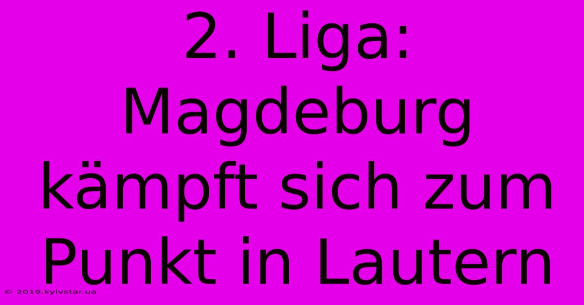 2. Liga: Magdeburg Kämpft Sich Zum Punkt In Lautern