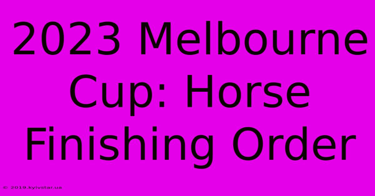 2023 Melbourne Cup: Horse Finishing Order 