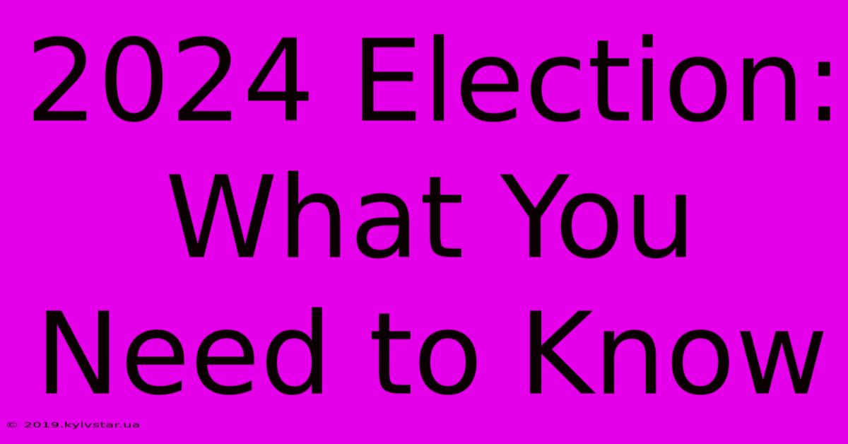 2024 Election: What You Need To Know 