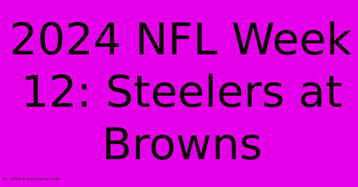 2024 NFL Week 12: Steelers At Browns