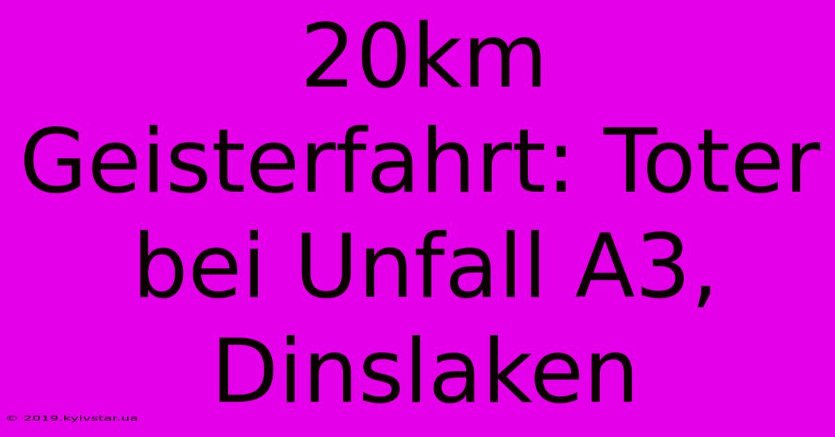 20km Geisterfahrt: Toter Bei Unfall A3, Dinslaken