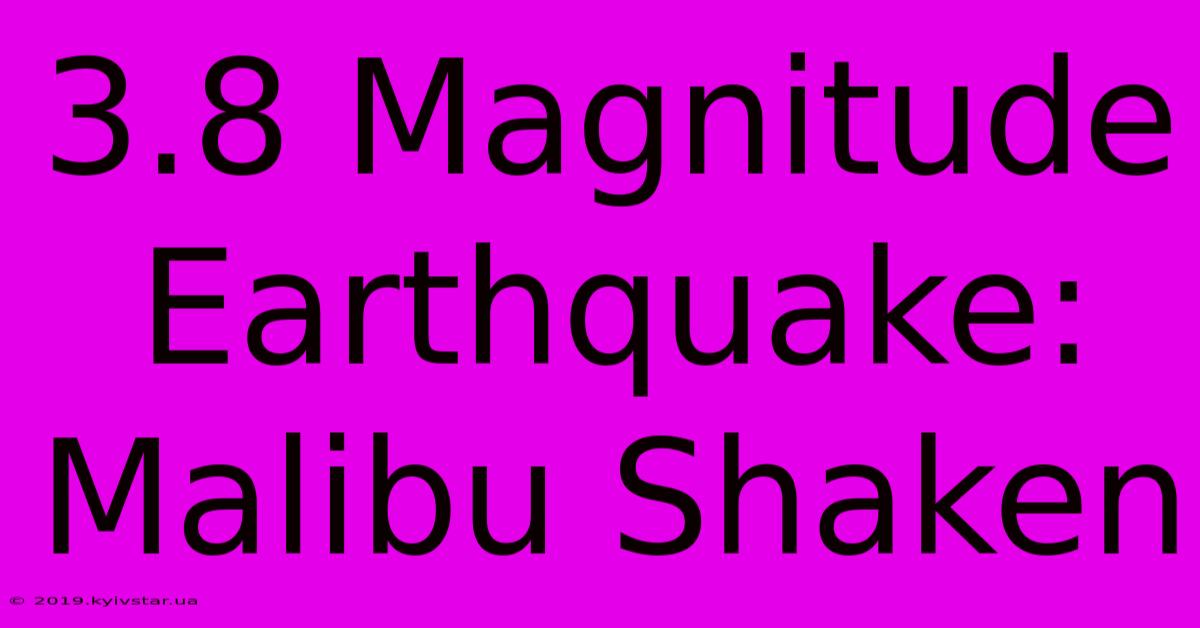 3.8 Magnitude Earthquake: Malibu Shaken