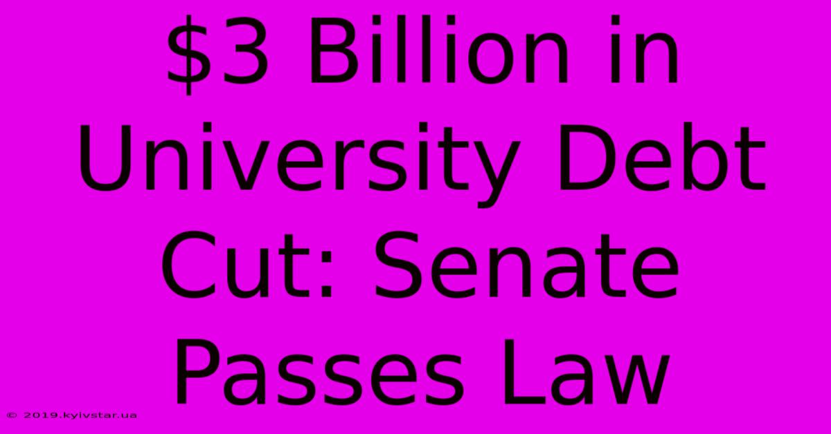 $3 Billion In University Debt Cut: Senate Passes Law