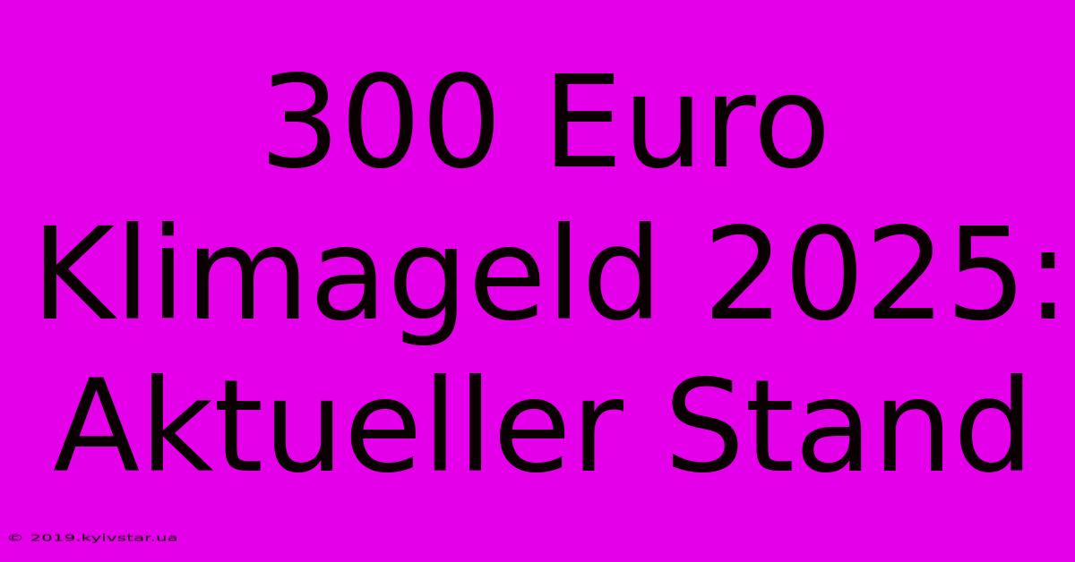 300 Euro Klimageld 2025: Aktueller Stand 