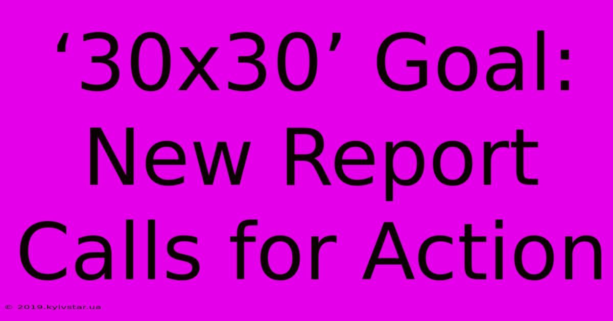 ‘30x30’ Goal: New Report Calls For Action