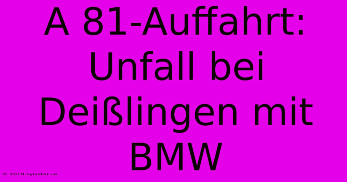 A 81-Auffahrt: Unfall Bei Deißlingen Mit BMW