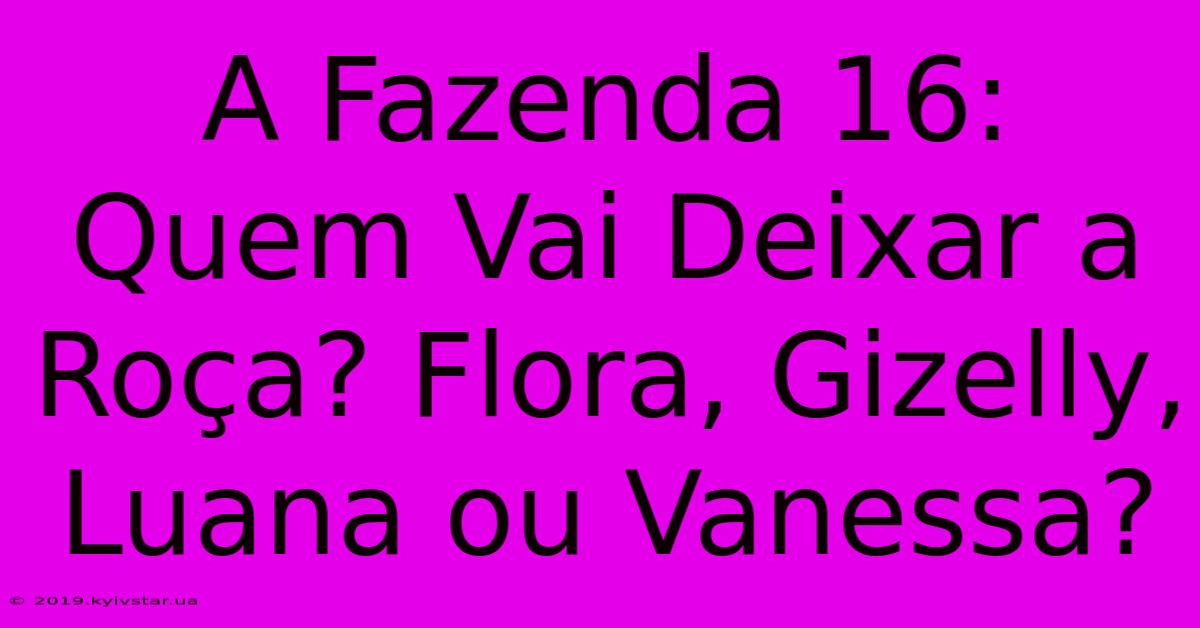 A Fazenda 16:  Quem Vai Deixar A Roça? Flora, Gizelly, Luana Ou Vanessa? 