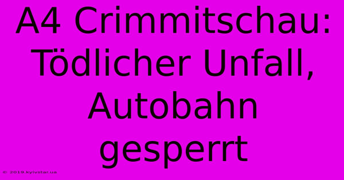 A4 Crimmitschau: Tödlicher Unfall, Autobahn Gesperrt