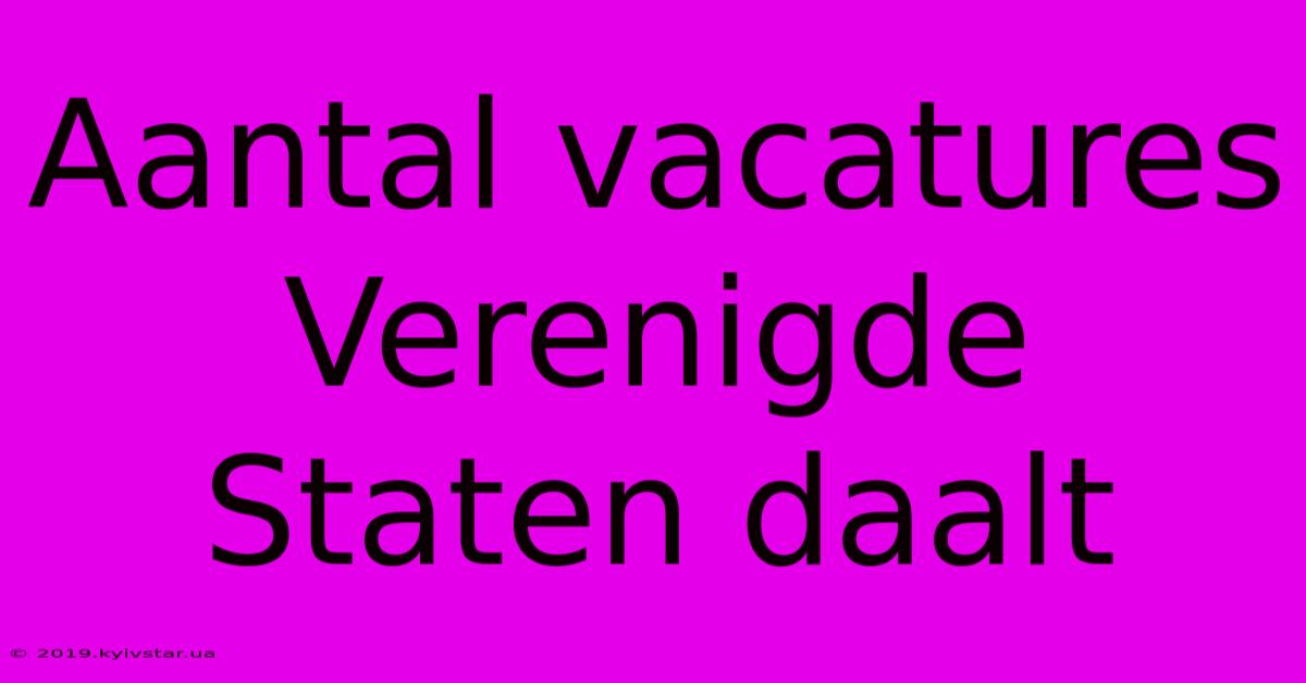 Aantal Vacatures Verenigde Staten Daalt 