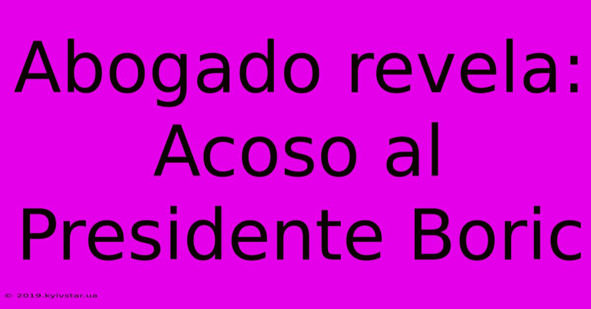 Abogado Revela: Acoso Al Presidente Boric