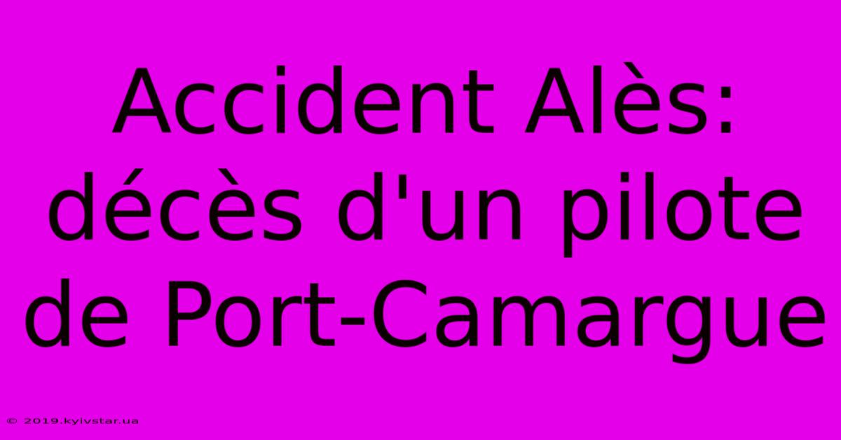 Accident Alès: Décès D'un Pilote De Port-Camargue