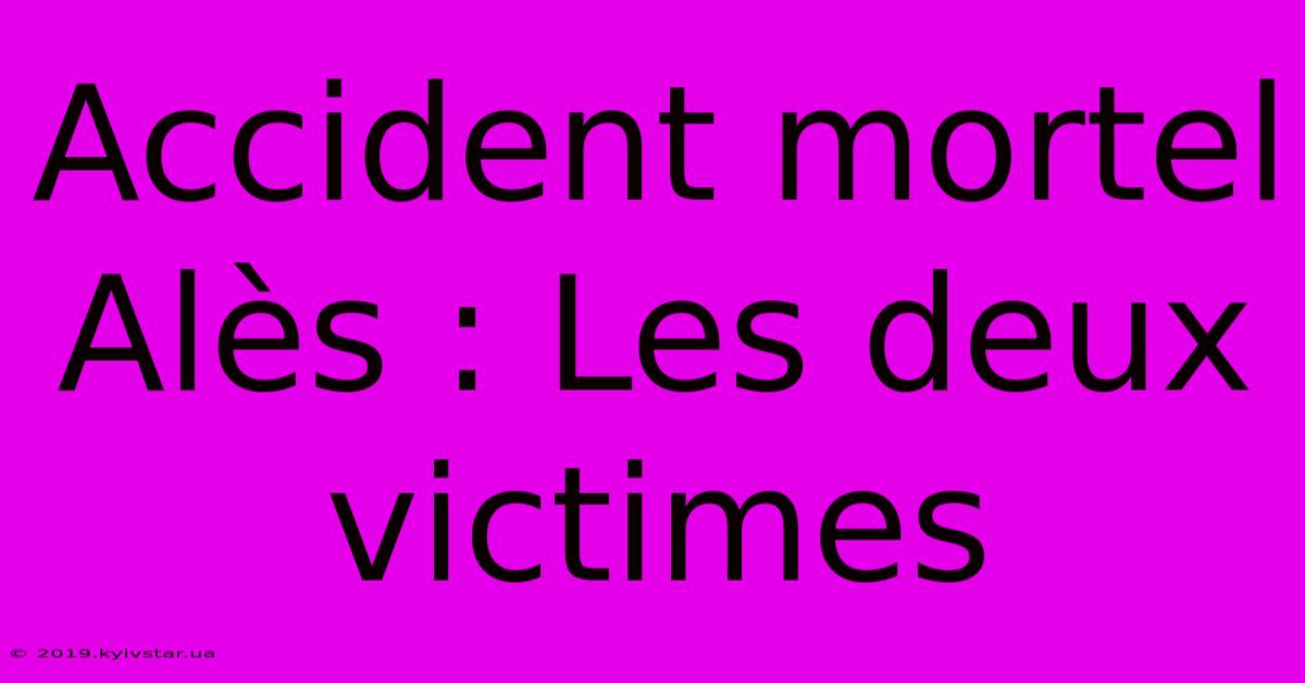 Accident Mortel Alès : Les Deux Victimes