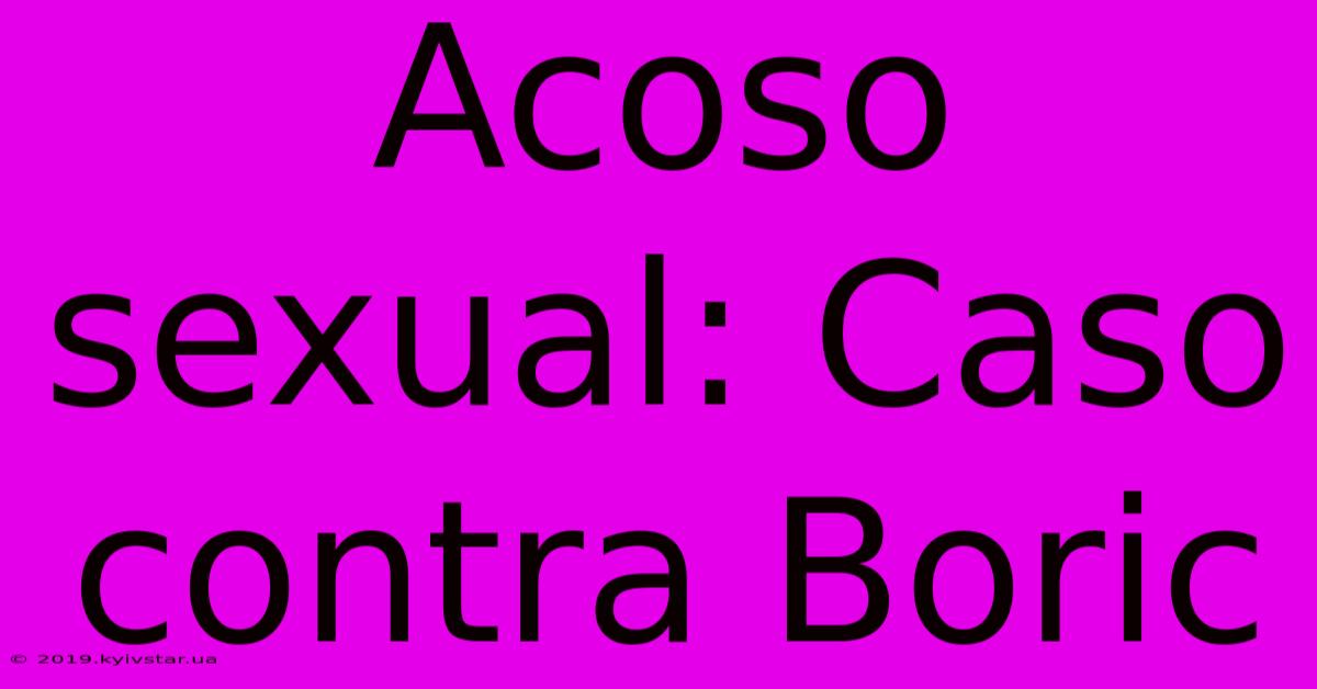 Acoso Sexual: Caso Contra Boric