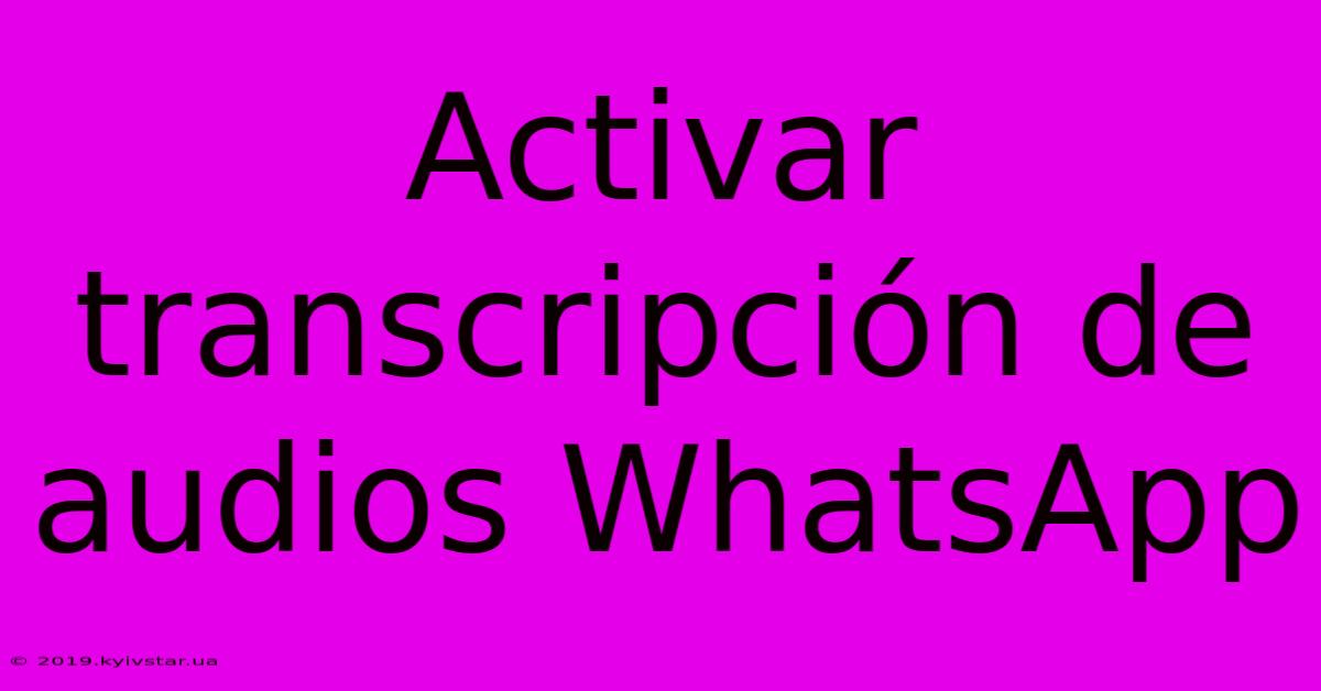 Activar Transcripción De Audios WhatsApp