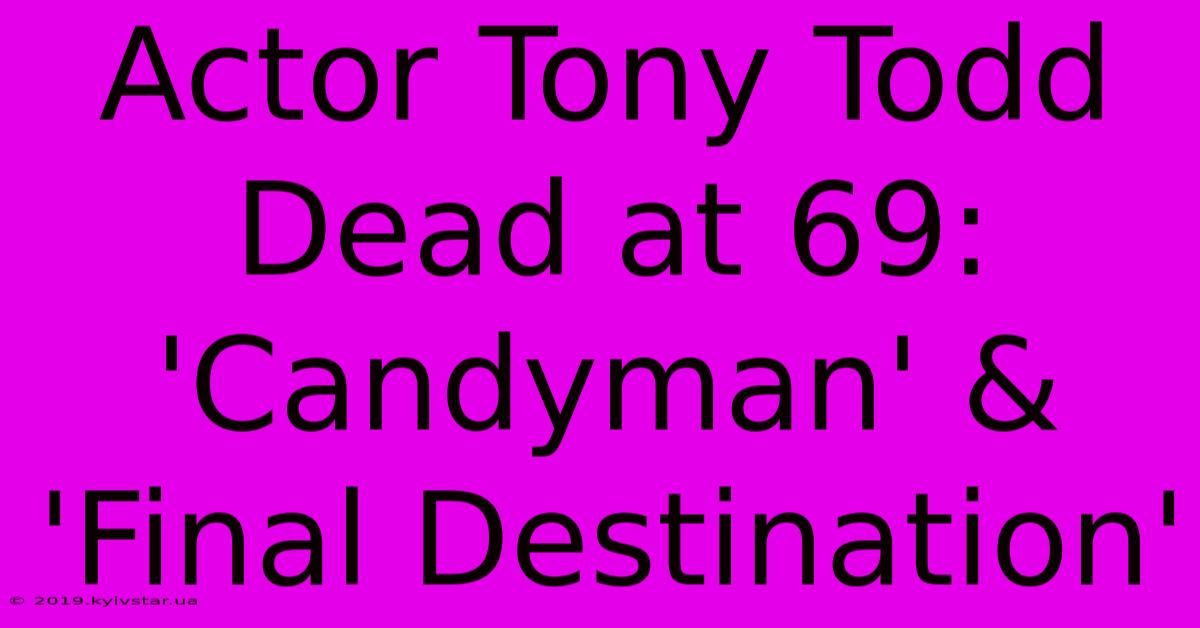 Actor Tony Todd Dead At 69: 'Candyman' & 'Final Destination'