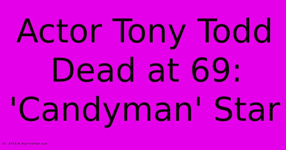 Actor Tony Todd Dead At 69: 'Candyman' Star