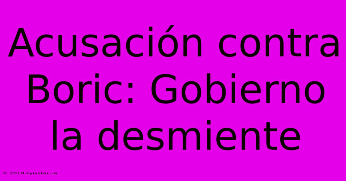 Acusación Contra Boric: Gobierno La Desmiente