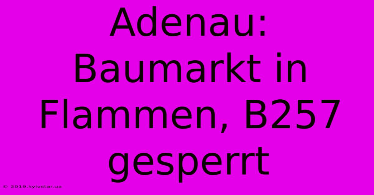 Adenau: Baumarkt In Flammen, B257 Gesperrt