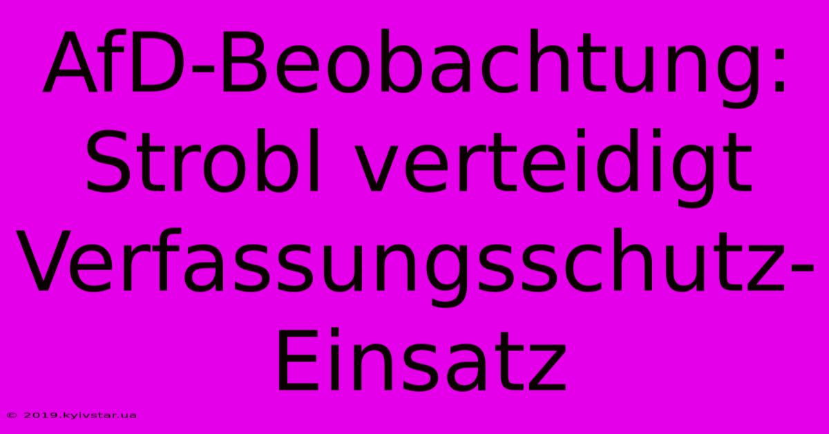 AfD-Beobachtung: Strobl Verteidigt Verfassungsschutz-Einsatz