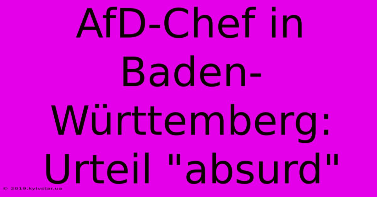 AfD-Chef In Baden-Württemberg: Urteil 