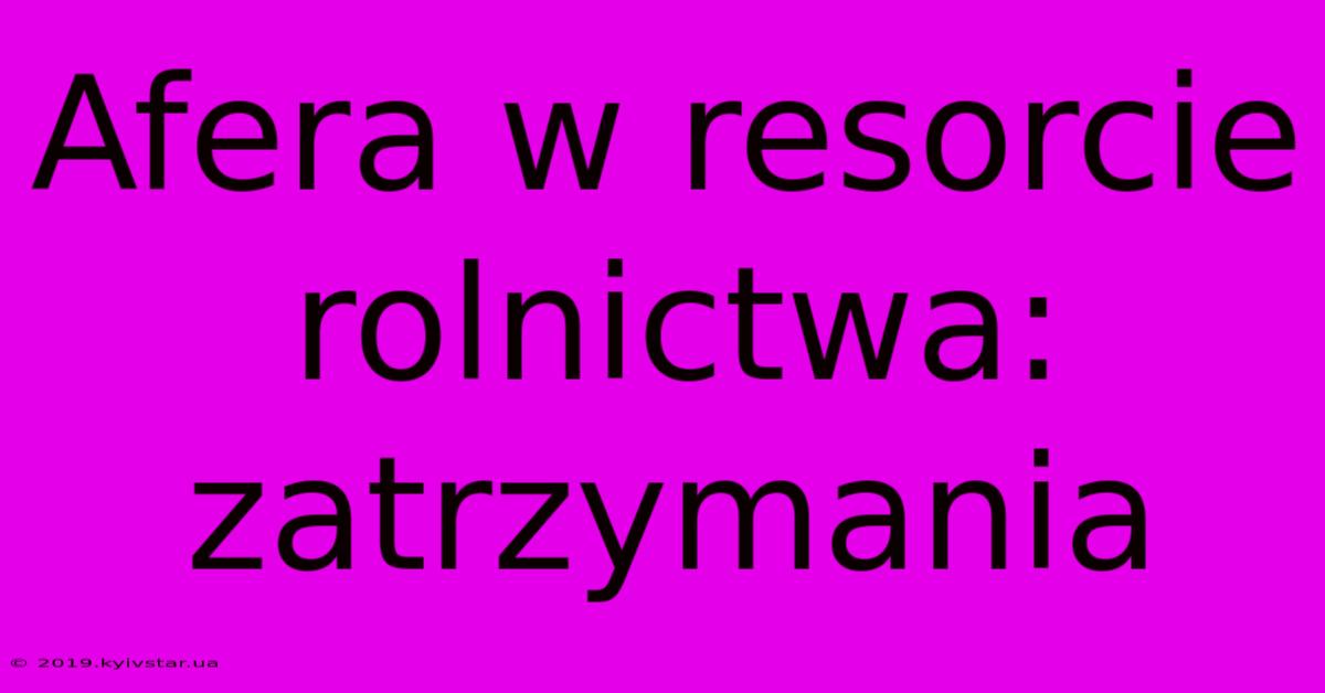 Afera W Resorcie Rolnictwa: Zatrzymania