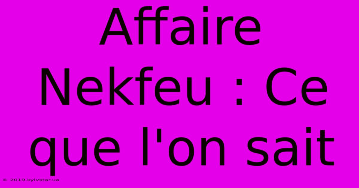 Affaire Nekfeu : Ce Que L'on Sait