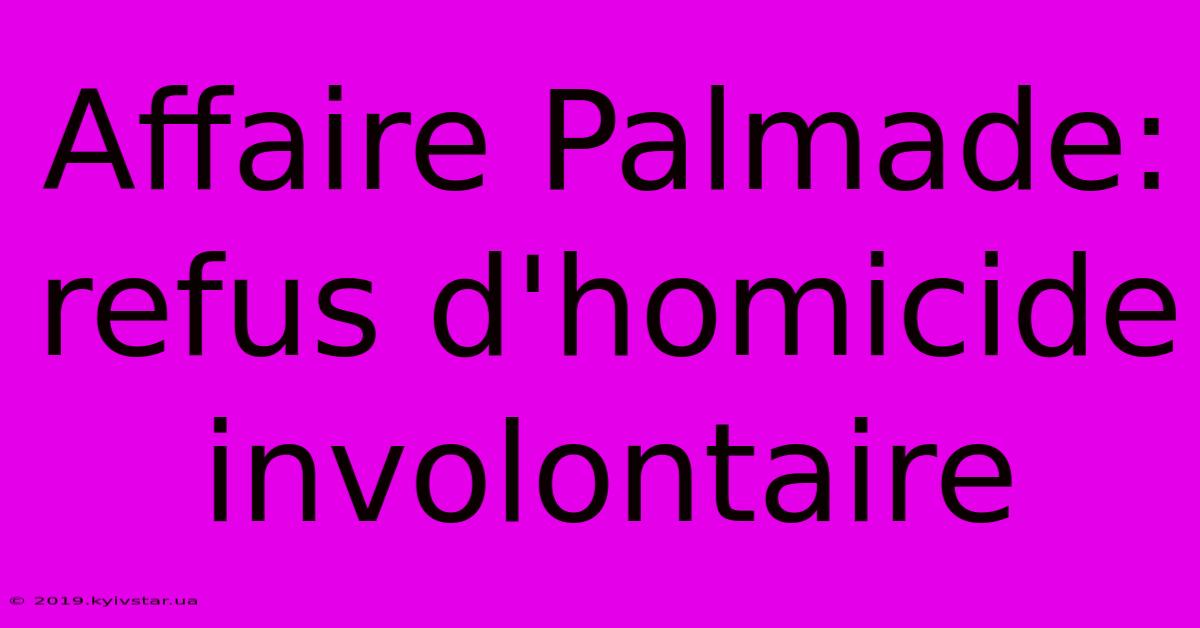 Affaire Palmade: Refus D'homicide Involontaire