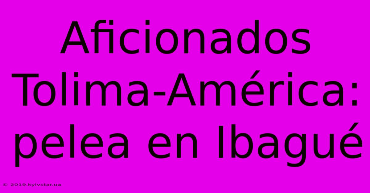 Aficionados Tolima-América: Pelea En Ibagué