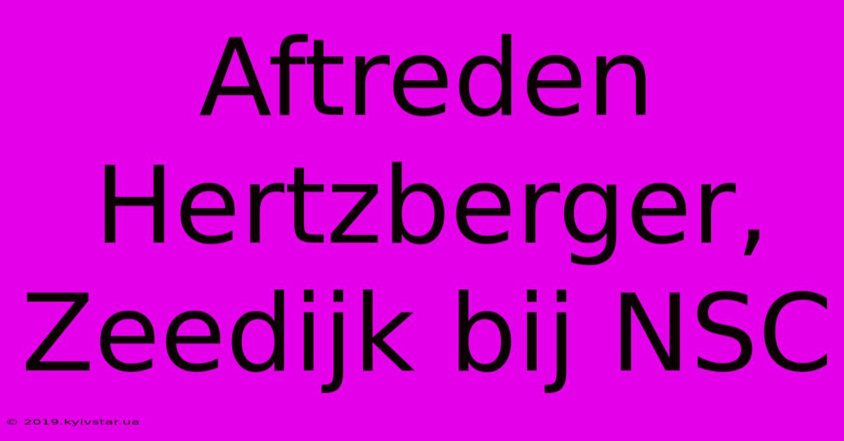 Aftreden Hertzberger, Zeedijk Bij NSC