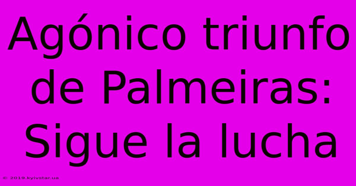 Agónico Triunfo De Palmeiras: Sigue La Lucha