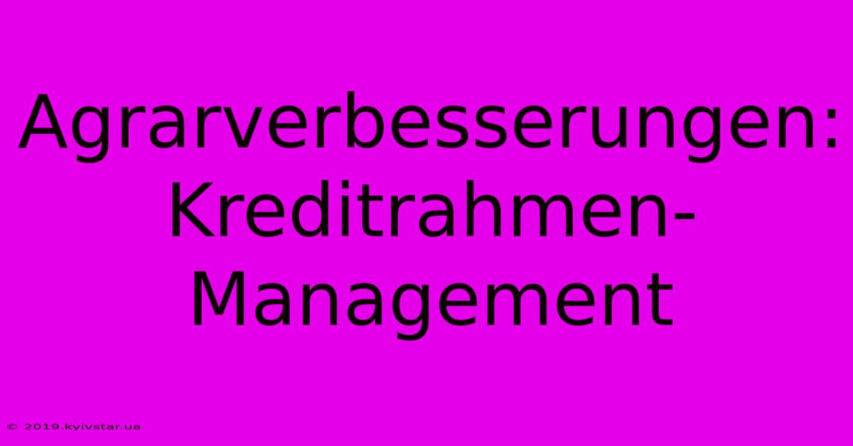 Agrarverbesserungen: Kreditrahmen-Management