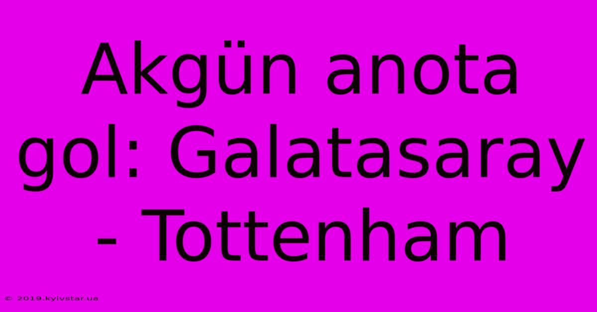 Akgün Anota Gol: Galatasaray - Tottenham