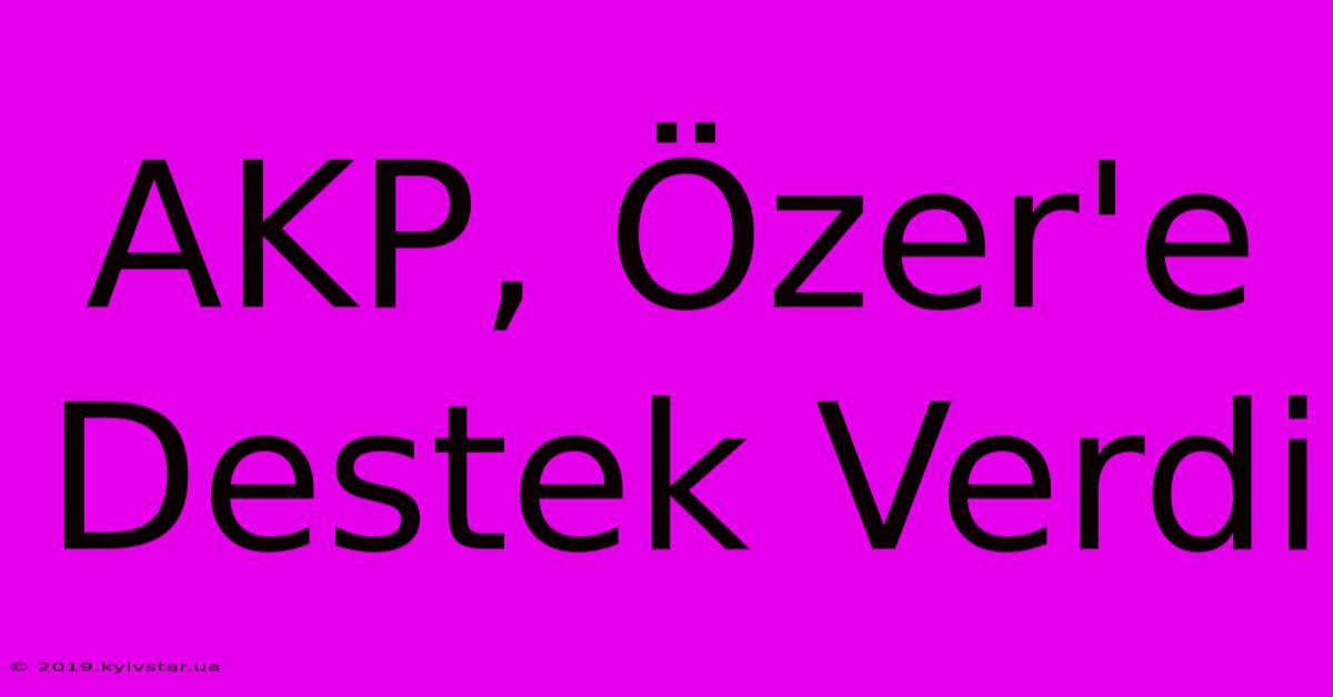 AKP, Özer'e Destek Verdi 