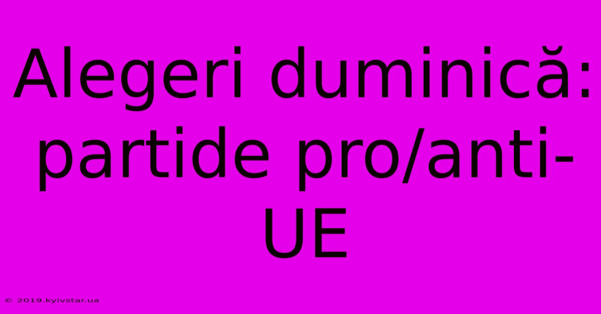 Alegeri Duminică: Partide Pro/anti-UE