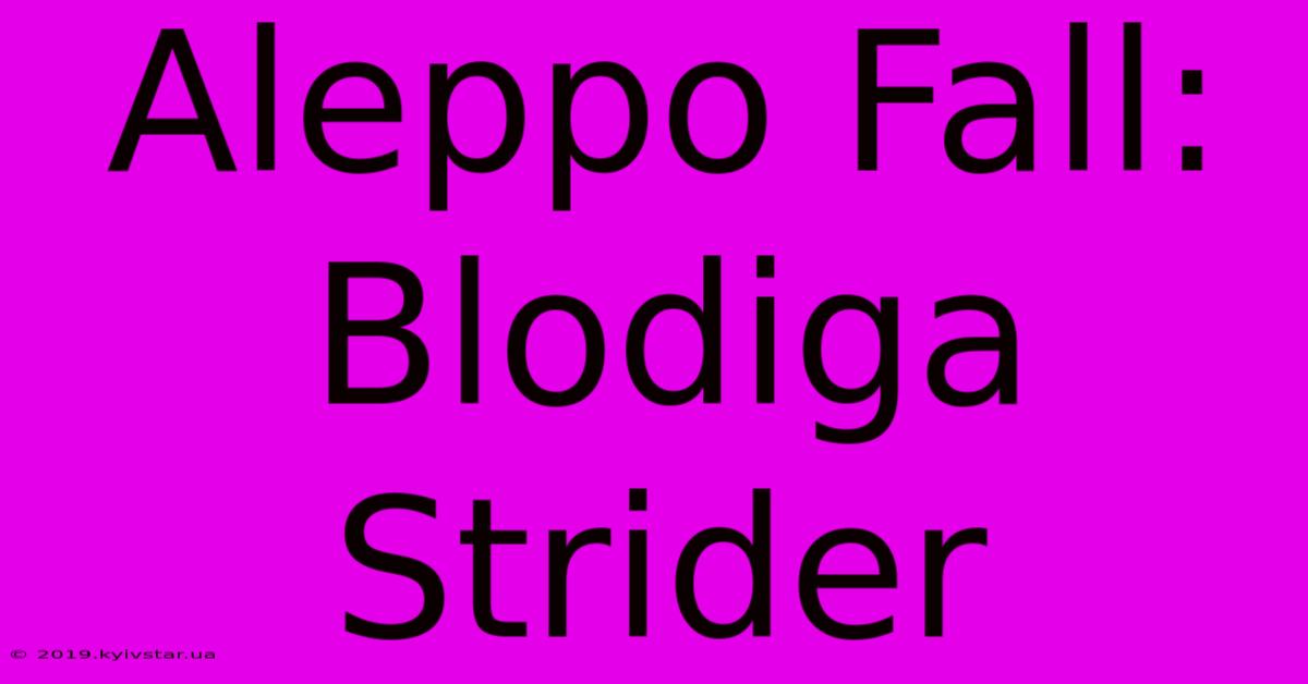 Aleppo Fall: Blodiga Strider