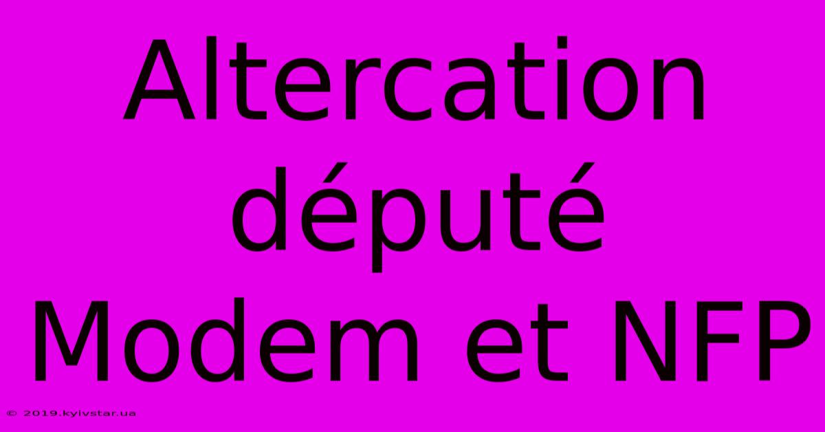 Altercation Député Modem Et NFP