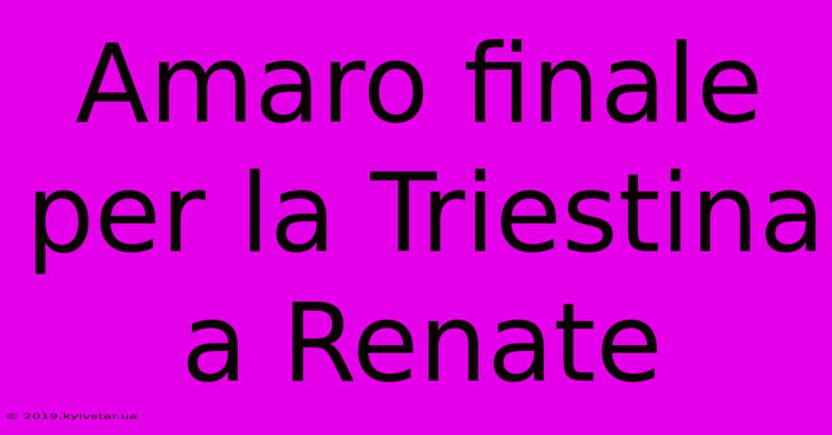 Amaro Finale Per La Triestina A Renate