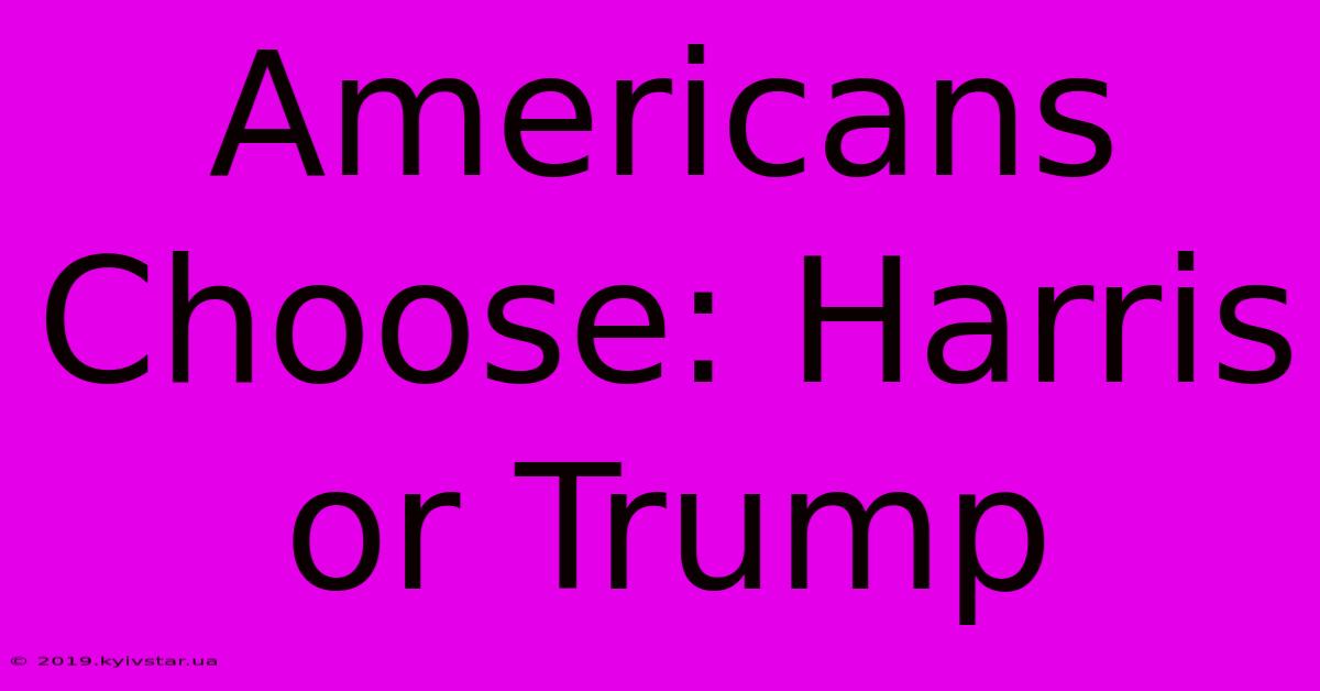 Americans Choose: Harris Or Trump 