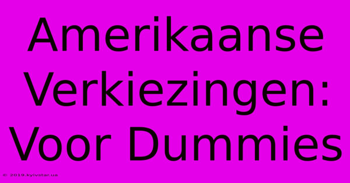 Amerikaanse Verkiezingen: Voor Dummies 