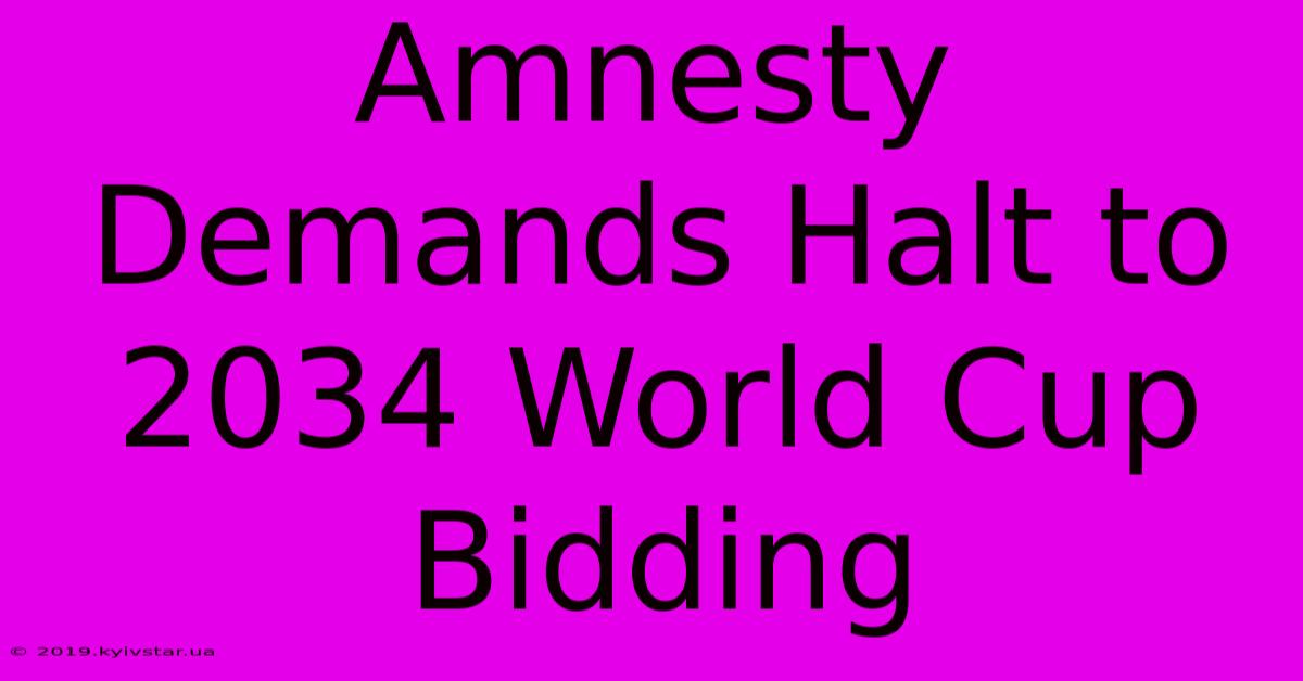 Amnesty Demands Halt To 2034 World Cup Bidding