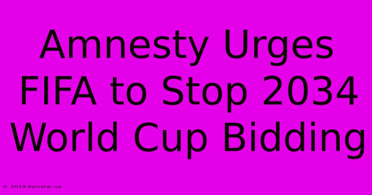 Amnesty Urges FIFA To Stop 2034 World Cup Bidding 