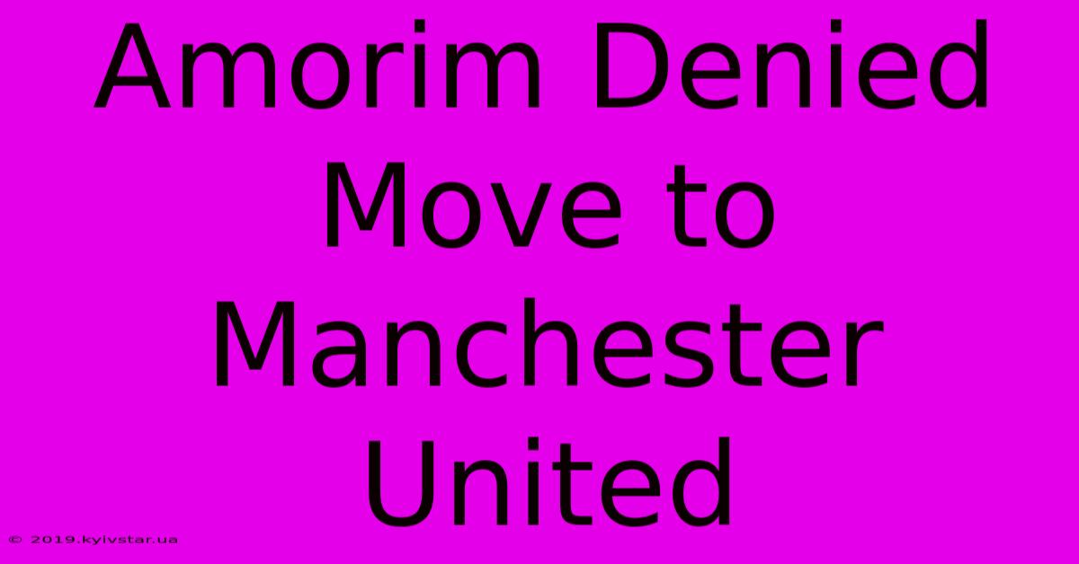 Amorim Denied Move To Manchester United