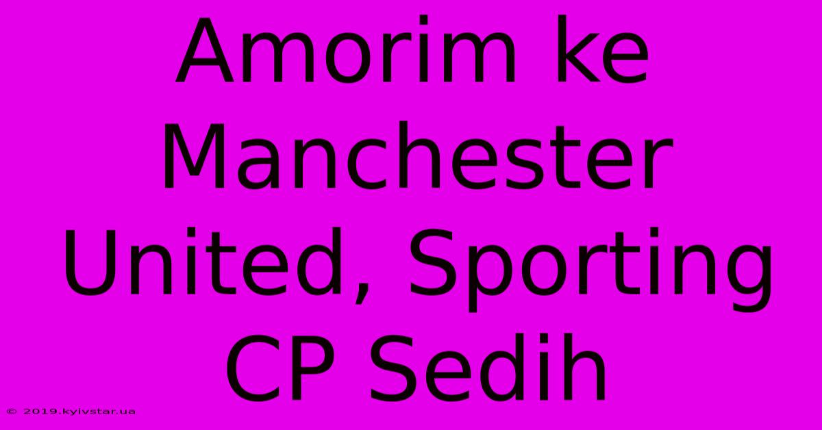 Amorim Ke Manchester United, Sporting CP Sedih