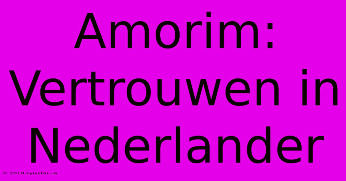 Amorim: Vertrouwen In Nederlander