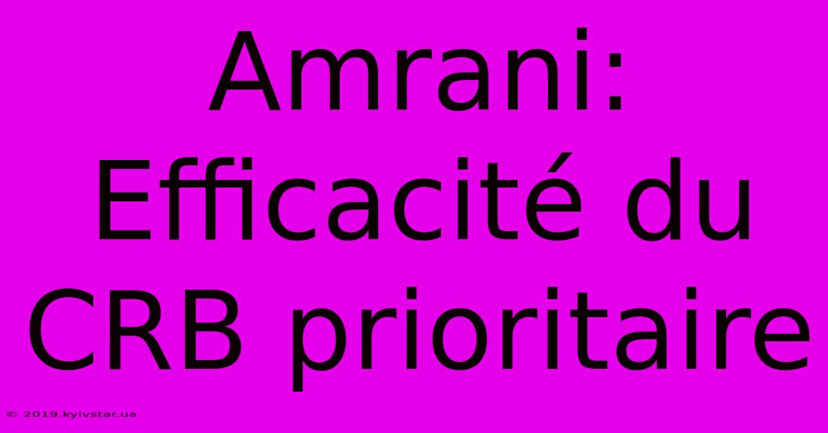 Amrani: Efficacité Du CRB Prioritaire