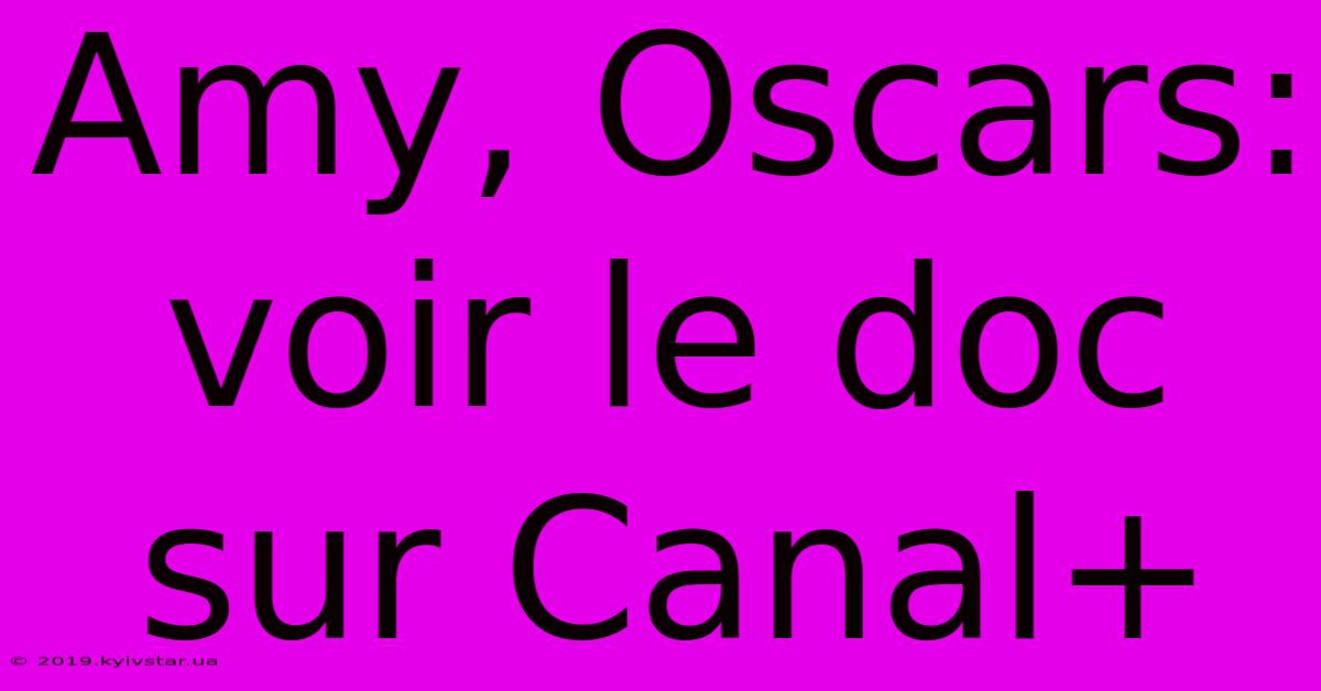 Amy, Oscars: Voir Le Doc Sur Canal+