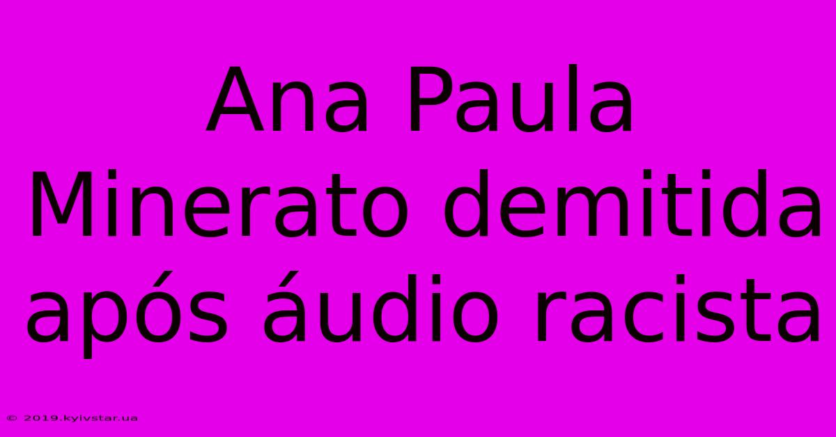 Ana Paula Minerato Demitida Após Áudio Racista